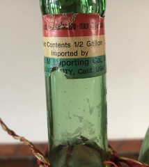 VTG Italy Maggio Red Wine Decanter Basket Green Glass Bottle Ice Chamber 1950s