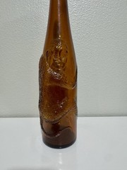 Vintage Affentaler Raised Embossed Monkey Amber Brown Glass Wine Bottle, Germany