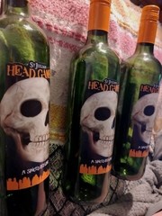 Lot of 3 EMPTY St Julian Head Games Red Wine Bottles Skull Halloween Crafts