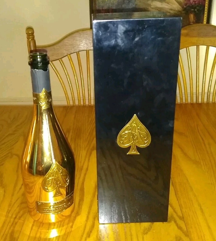 Armand De Brignac Ace of Spades Gold EMPTY Bottle With Case & Protective Case