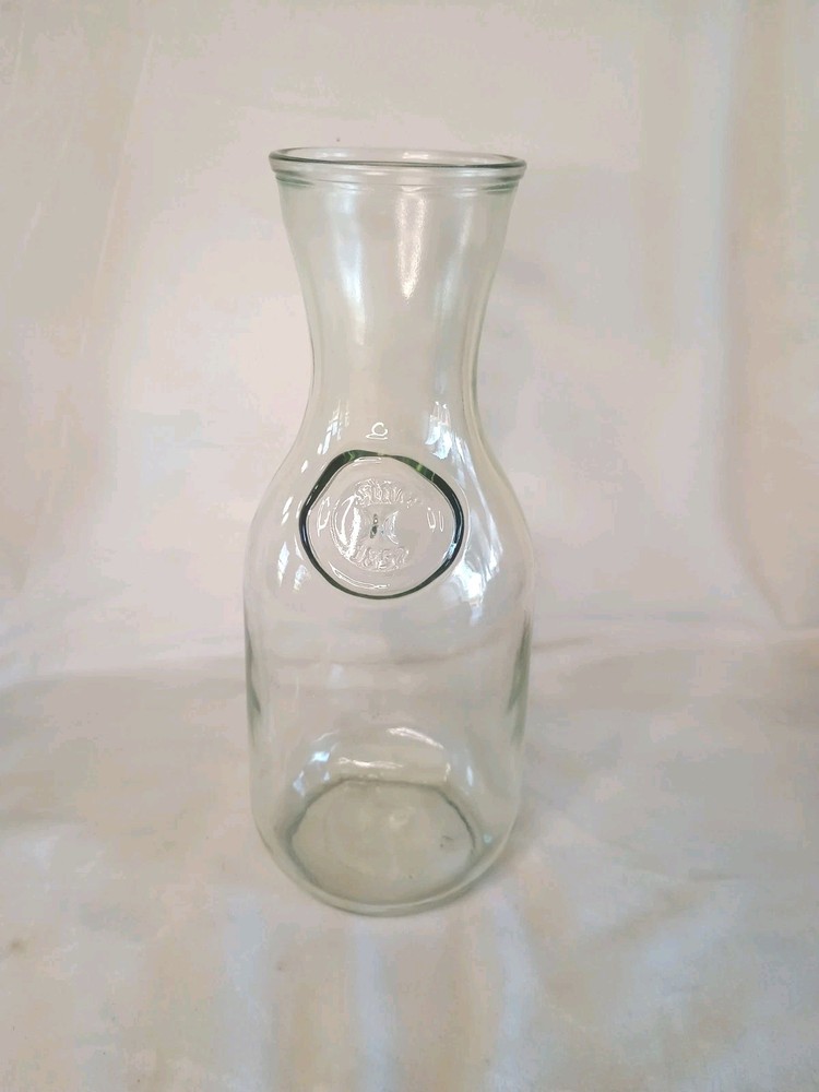 Vintage Owen-Illinois Glass Carafe Liter Embossed Since 1852 9.75&Prime; Tall