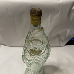 VINTAGE 13”FISH Sculptured Shaped Light Green Glass Wine Bottle Empty Pescevino