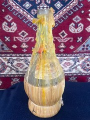 3ea Assorted CHIANTI EMPTY ITALY WINE BOTTLES VINTAGE Raffia Wrapped A0105