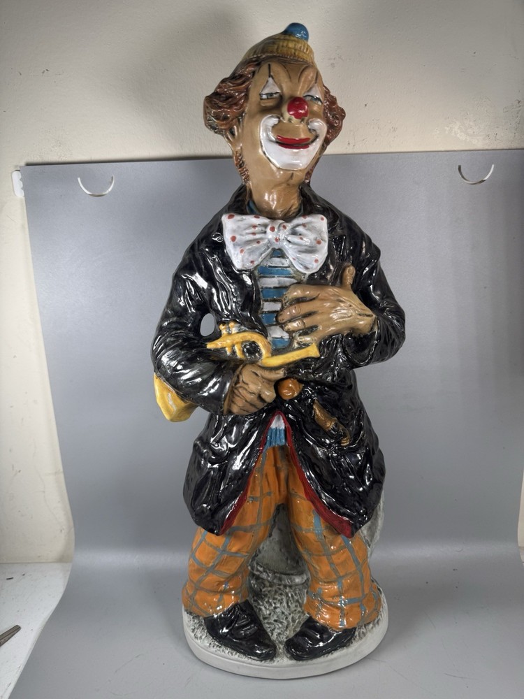 Vintage 1979 Angelo Bardi Italian Ceramic Clown Wine Bottle Decanter RARE 16”