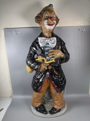 Vintage 1979 Angelo Bardi Italian Ceramic Clown Wine Bottle Decanter RARE 16”
