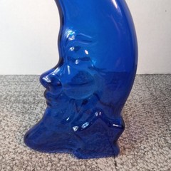 Blue Moon Riesling 500ml Blue Glass Collectible Wine Bottle Moon Face Design