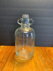 Vintage Clear Glass Wine Bottle with Handles One Half Gallon Textured Grape Desi