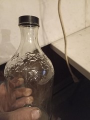Vintage Quart 4 Leaf Clover Motif Wine Bottle Smokey Grey Tint