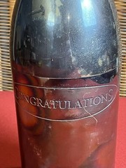 Twos Company Silver Played Brass Champagne Bottle Congratulations 15 1/2”