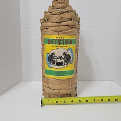 VTG RETSINA~CLASSIC~STRAW WICKER GREEK WINE BOTTLE CLEAR GLASS~3 LTR LITER LABEL