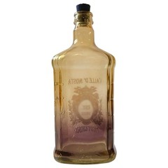 9” Amber Glass Bottle Etched Valle d&rsquo;Aosta Italy Wine Crest Est. 1925 Black Cork