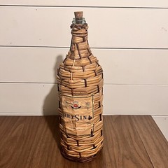 Achaia Clauss Retsina Wicker Wine Bottle 17” Greece Vintage