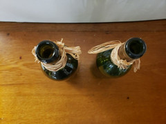 Lot of 2 Vintage Dark & Light Green Glass 10 3/4&Prime; & 11 1/4&Prime; Empty Wine Bottles