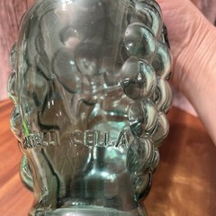 Clear Blue Green Grape Vineyard Design Wine Bottle 9” tall Rare Vintage