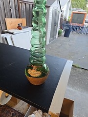 Vintage Giant 3L Green Glass Bessi Chianti Wine Bottle 30&Prime; Tall 1969 Vintage