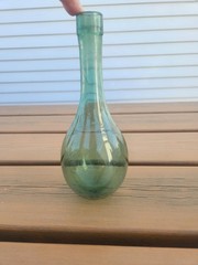 Hand Blown Green Glass Antique Tall Round Bottom Wine Liquor Bottle