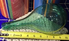 Vintage Hand Blown Green Rounded Bottom Wine Glass Bottle- “Vino D’ Italia”