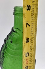 Green Glass Fish Bottle Decanter 8&Prime; Figural Wine Liquor Vase VTG