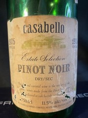 1975 Pinot Noir Casabello Winery Okanagan Valley, BC Canada empty wine bottle & 