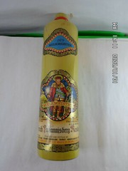 Vintage 1979 MELKMEISTER STONEWARE Wine BOTTLE Colorful Paper Labels