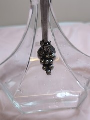 20th Century Handblown Glass & Pewter Carafe by Jean Goardere Wine Grape Handle