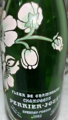 1982 Perrier Jouet Champagne Bottle Hand Painted with Flowers Empty