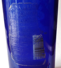LUNA DI LUNA CHARDONNAY PINOT GRIGIO Large Clear Dark Blue Glass Bottle no Lid
