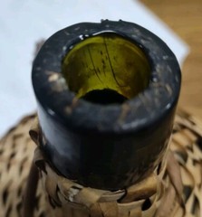Rare GARIBALDI Wine Jug Demijohn Amber/Green Glass Wicker Wrapped Brazil VTG 60s