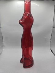 Vintage Mosel Reisling Germany ~ RED CAT Wine Bottle Empty ~ 1980 READ