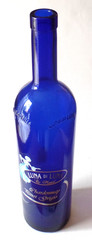 LUNA DI LUNA CHARDONNAY PINOT GRIGIO Large Clear Dark Blue Glass Bottle no Lid