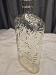 Vintage Ball Glass Wine Bottle #70016 w Grape Vine design RARE Pint size