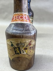 Hand Turned Wood Wine Liquor Bottles Candleholders Candlestick Spain Vintage