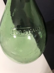 Vtg Wine Bottle Decanter Vino D Italia Italy Round Bottom Green Glass Bordeaux