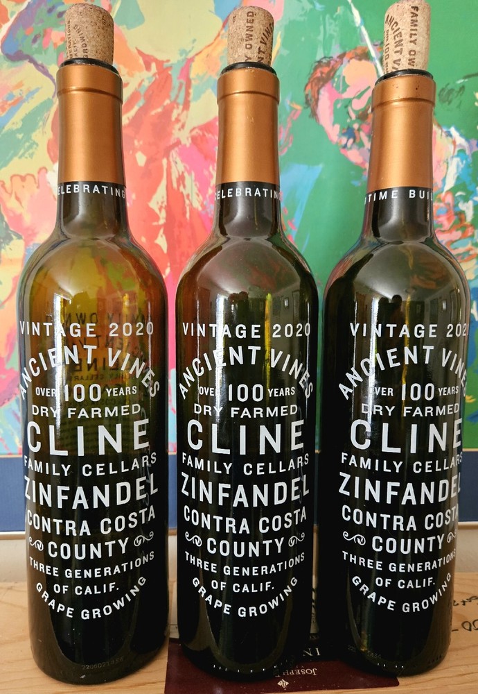 Cline Family Cellars 3 Empty Zinfandel Bottles 2020-2021