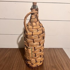 Achaia Clauss Retsina Wicker Wine Bottle 17” Greece Vintage