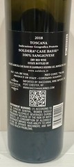 SOLDERA CASE BASSE 100% SANGIOVESE 2018 EMPTY RED WINE BOTTLE MONTALCINO ITALY