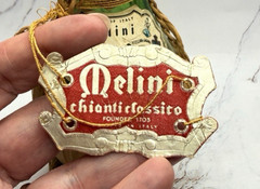 VTG Melini Chianti Classico 1968 Green Wine Bottle w/Wicker Basket 8 Fl Oz w/tag