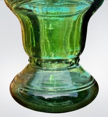 Vtg Italian Cevin Cut Green Glass Italian Wine Bottle Beautiful ~ No Cork