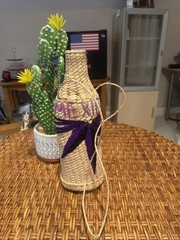 Mexican Straw Bottle Holder Insulator Tan Cooler