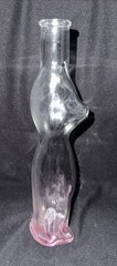13” Happy Cat Mosell? Pink Gradient Wine Bottle Flower Vase Clear EUC No Label