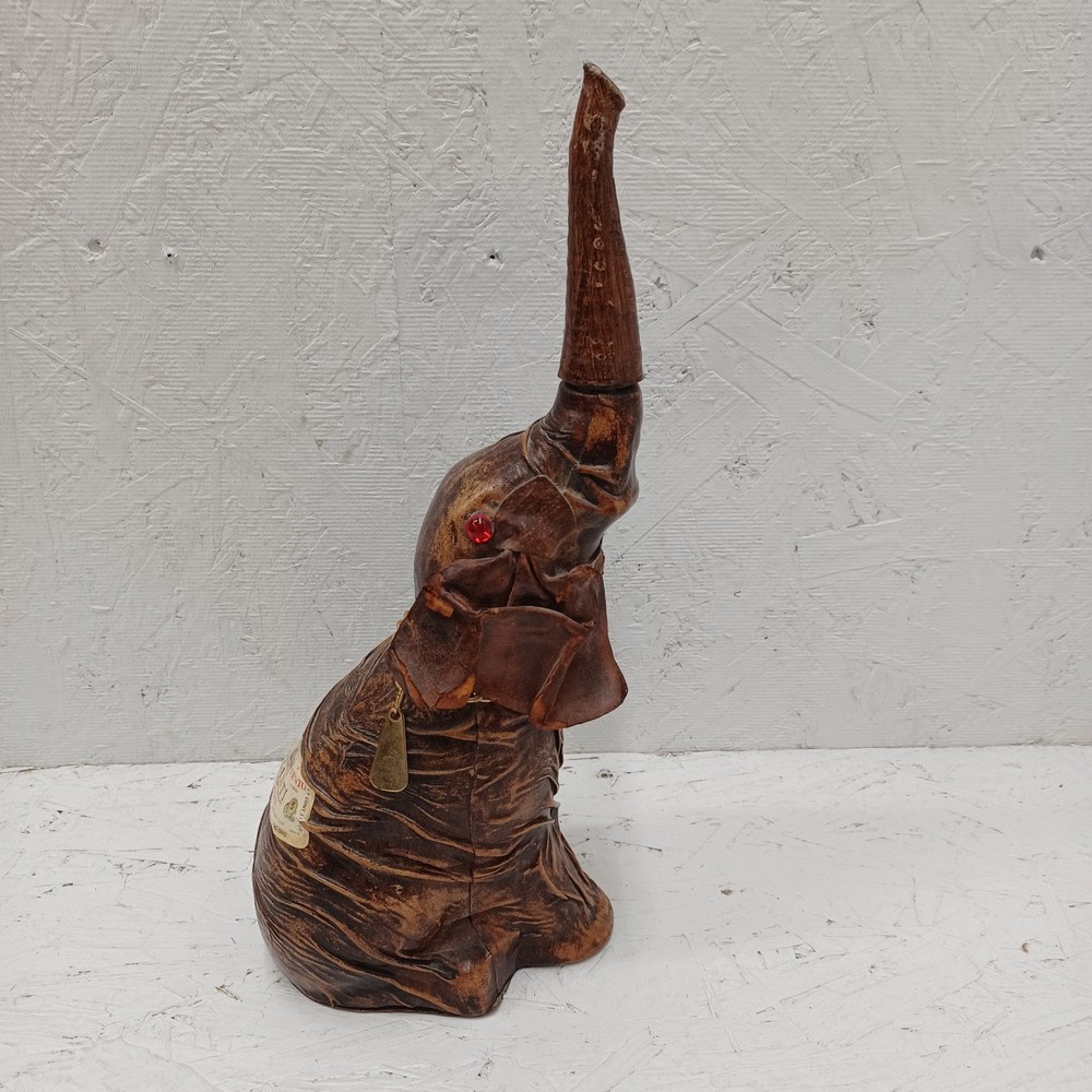 Vintage Casa Vento Leather wrapped elephant wine bottle Italy 1980