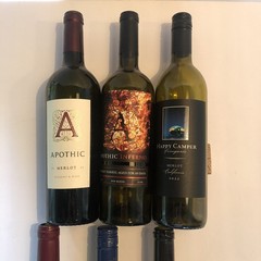 Lot of 6 Empty Wine Bottles 750ml Colored Glass w/ Corks – Decorative / Craft