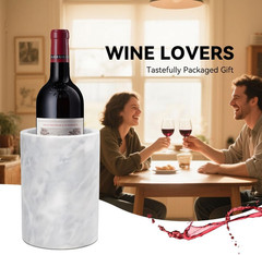 White Marble Stone Wine and Champagne Bottle Chiller Cooler – 7&Prime; X 5&Prime; | Elegant