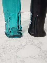 Rheinhessen Riesling Cats Bottles 1 Black & 1 Teal Blue 13&Prime; H