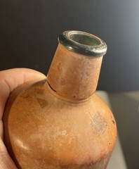 Vintage J.M. Da Fonseca Portugal Embossed Amber Wine Bottle 9” Rustic Bar Decor