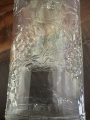 Vintage Clear Glass Wine Bottle Embossed Grape & Wine Motif 4/5 Pint