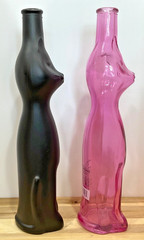 Happy Cat Wine Bottle-13” PINK /BLK Mosel Riesling Germany DECOR Kitten Collect