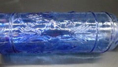 Cobalt Blue Mold Blown Glass Embossed Grapes Wine Bottle Antique / Vintage Heavy