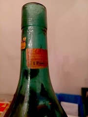 Vintgage 1959 wine bottle hand blown green glass 7&Prime; tall