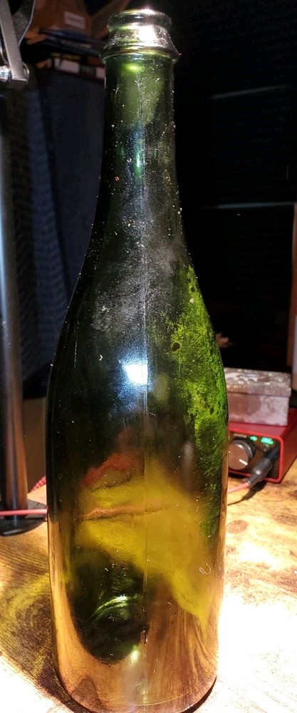 Vintage Antique Dark Green Glass Wine Champagne Bottle Large Punt